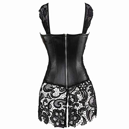 Josamogre Korsett Kleid Leder Corsage Korsagenkleid Spitze Corset Größe Größen Reißverschluss Burlesque sexy – Bild 4