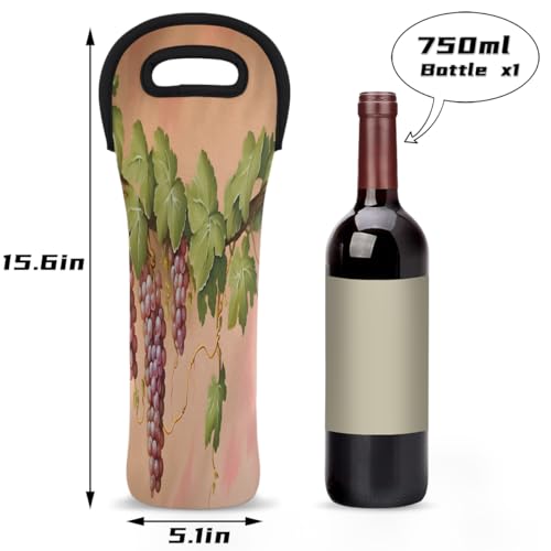 Grapes Farmhouse Wine Carrier Tote Bag Vintage Grapes Neoprene Wine/Water Bottle Tote for Picnic Party Restaurant2