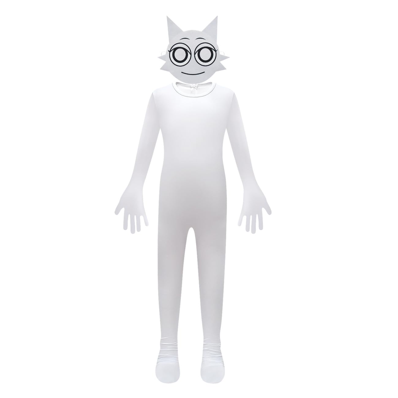SharkBebe Sprunki Boys Cosplay Costume Cartoon Fancy Dress Jumpsuit Full Body Roleplay for Kids Halloween & Parties Ages 4-9 (White, 8-9 Years)