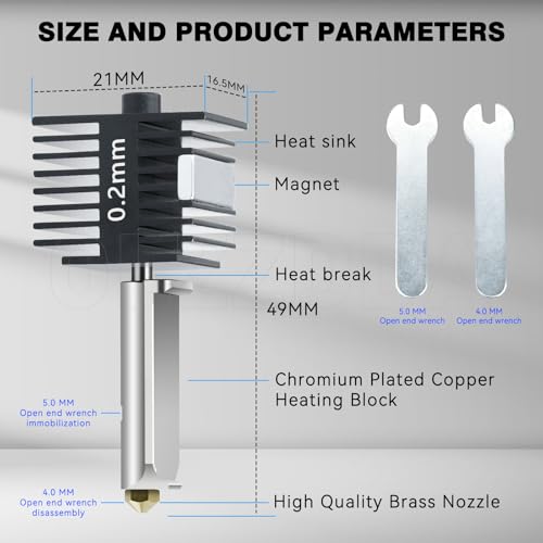 Olzzdda Kit De Cabeça De Extrusão Mini A1 De 0,2 Mm, Extremidade Quente De Velocidade, Bico De Latão