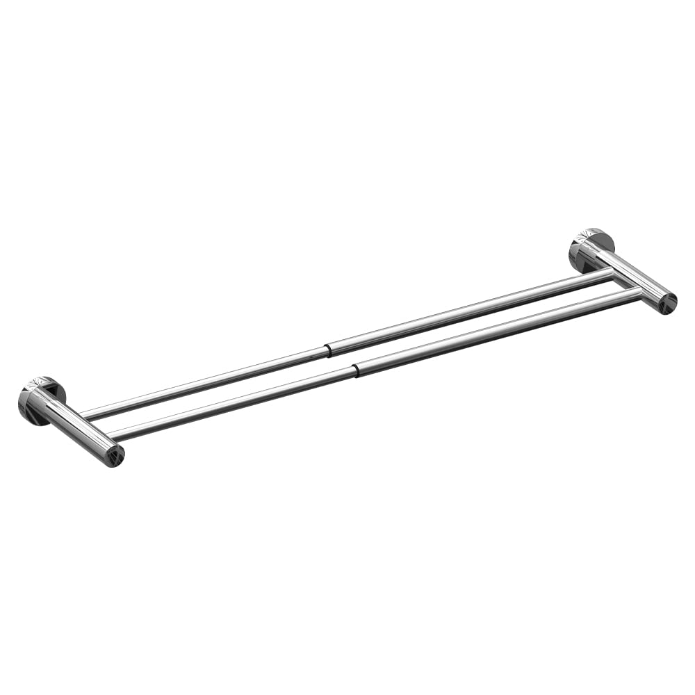Regulowany wieszak na ręczniki, 43–72 cm, montowany na ścianie, wieszak na ręczniki, ze stali nierdzewnej SUS304, do kuchni, łazienki, toalety, hotelu, biura, chromowany (podwójny drążek)