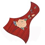 JECOMPRIS Acoustic Guitar Protective Plate Wooden Pickguard with Double-sided Adhesive Red Sandalwood Guard