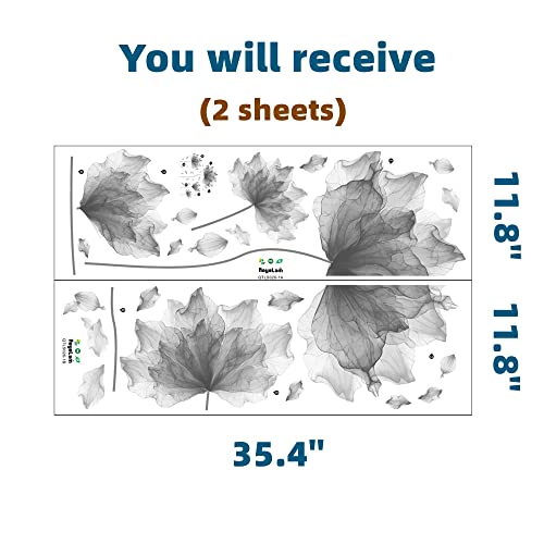 Royolam 39.3'' X 32.6'' Huge Flower Petal Wall Decals Living Room Floral Wall Stickers Removable Peel And Stick Waterproof Wall Art Decor Stickers For Bedroom Bathroom Office (Gray) #TOP3