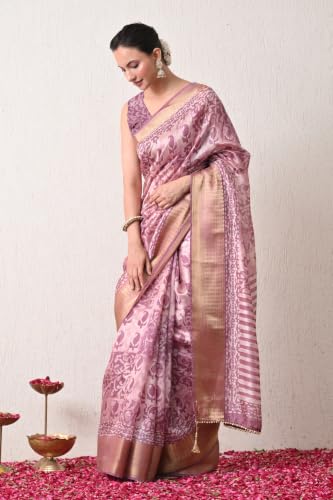 Image of MIRCHI FASHION Saree for Woman | Art Silk Floral Printed Ethnic Occasional Sari with Blouse