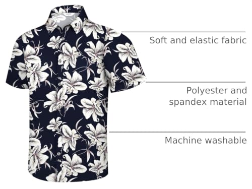 Image of Hawaiian Shirt for Men Tropical Shirts Summer Beach Button Down Short Sleeve Luau Aloha Floral Cruise Vacation Outfit 2026