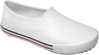 Tenis Sapato Soft Work BB80 Branco Listra Azul/Vermelho para Proteção Iate Enfermagem Cozinha Limpeza Hospital Babuche