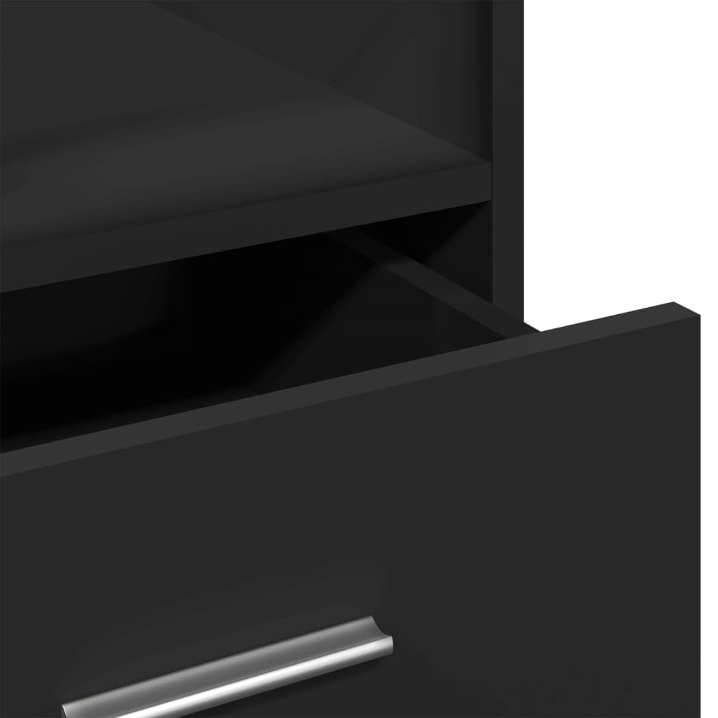 vidaXL Atril con Ruedas y cajón Madera ingeniería Negro 55x55x107 cm