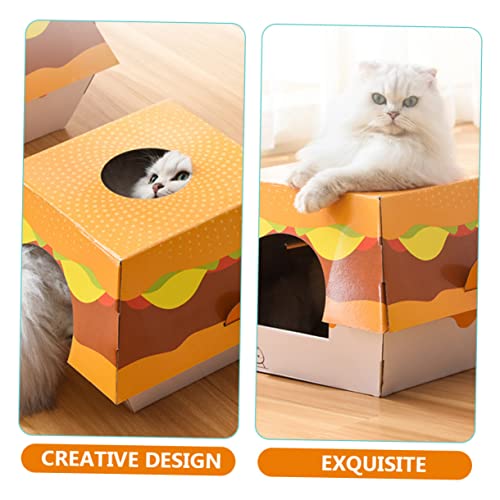 VANZACK 4 Pcs Ninho De Gato De Hambúrguer Placa De Arranhar Brinquedo De Gato Ondulado Arranhador De