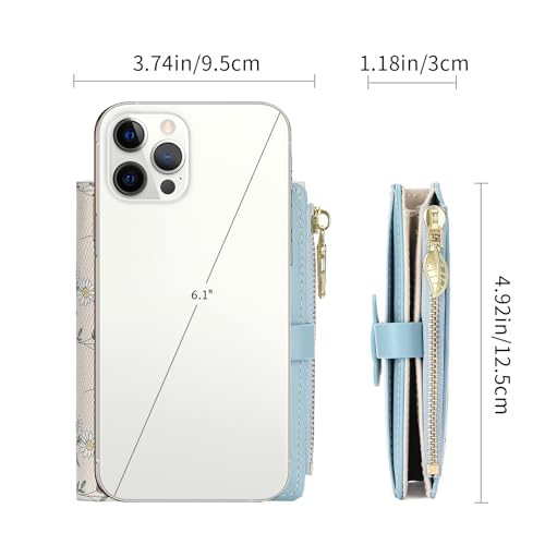 Image of GAEKEAO Small Wallets for Women RFID Blocking Bifold Floral Vegan Leather Wallet Card Holder with ID Window & Zipper Pocket