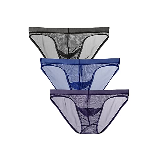 COMLIFE Mens Transparent Mesh Triangle Briefs Underwear See Through Bulge Pouch Underpants Brief