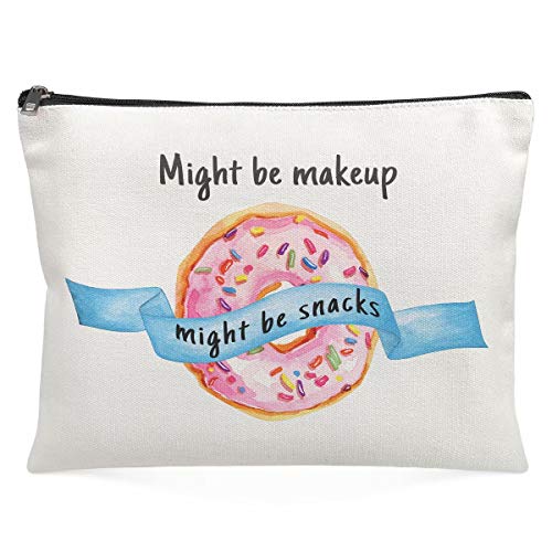 Funny Makeup Cosmetic Bag For Women - Might Be Makeup Might Be Snacks - Cute Multifunction Pouch Travel Bag Cotton Canvas For Girls Friend Mom Sister Teens Birthday Christmas Gifts â€¦