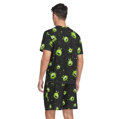 Alien Men’s Pajama Sets Short Sleeve Lounge Wear with Elastic Waistband and Drawstring2