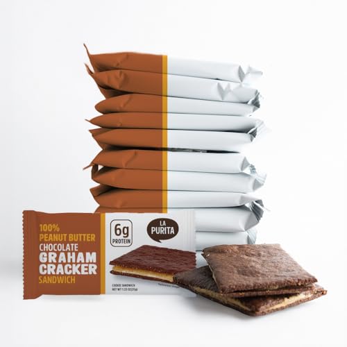 La Purita 100% Chocolate Peanut Butter Gluten Free Graham Cracker Style Sandwich Cookies – Vegan, Dairy Free, Whole Food Plant-Based, No Oil Added, Healthy Snacks for Adults, 12 CT