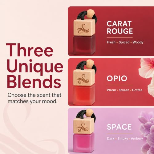 Image of Opio, Carat, Space Pack of Three 24ml | Perfume Inspired Fragrances | Strong Car Freshener with Odor Eliminator Technology | Air Freshener | Long Lasting Automotive Freshener by Perfa