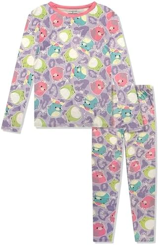 Cuddl Duds Girls Thermal Underwear Set - Hello Kitty, Squishmallows, Barbie Designs - Kids Long John Base Layer