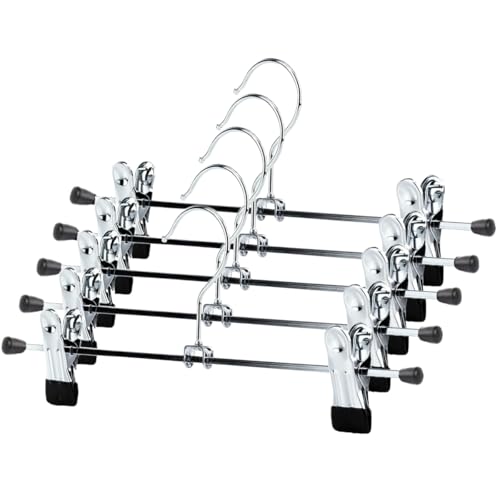 Kit 10 Cabides Presilha Metal Cromado Premium Saia Calça Bermuda Vestido Reforçado