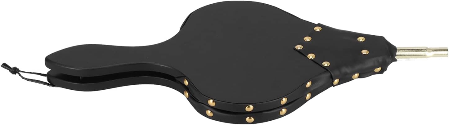 Fireplace Bellows 18.7x7.7in Antique Wood Air Blower, Wooden Fireplace Bellows with Hanging Strap for Outdoor Camping BBQ Grill, Made of Composite Wood and Leather