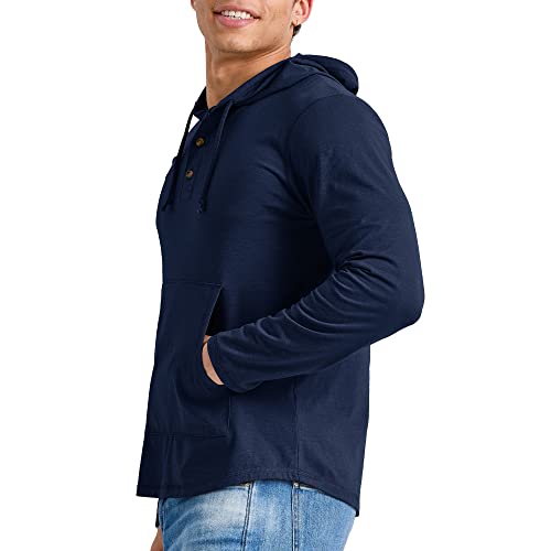 Hanes-Mens-Originals-Tri-blend-Jersey-Hoodie-T-Shirt-Hoodie-with-Henley-Collar