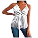 Produktbild Kobay-Damen Sexy V-Ausschnitt Spaghettiträger Backless Shimmer Pailletten Solide Metallic Sommer Backless Halter Crop Top Sling Pailletten Tank Top (EU 42 (XXL), 2# Silber)