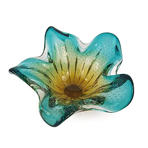 Centro De Mesa Em Cristal Murano Verde E Âmbar - São Marcos