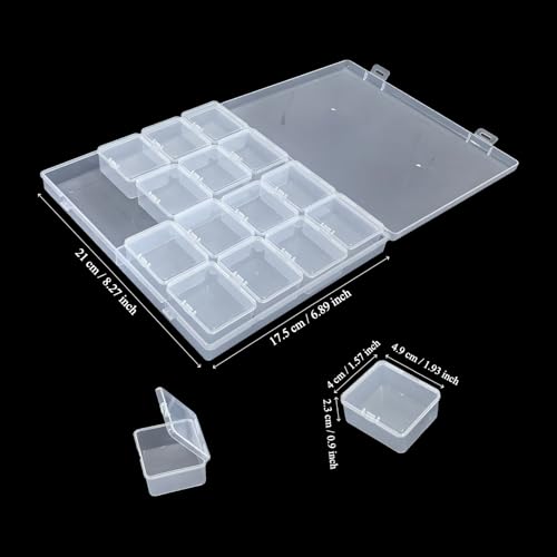 Image of 85 Pack Rectangular Mixed Sizes Clear Plastic Storage Containers | Hinged Lid, For Beads and Small Craft Items, 5 Outer + 80 Inner Boxes