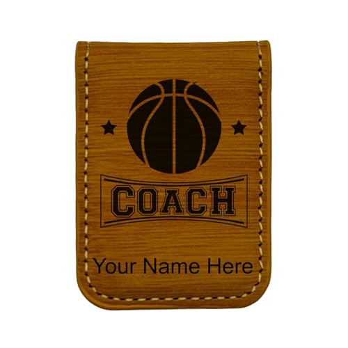 LaserGram Slim Magnetic Money Clip, Basketball Coach, Personalized Engraving Included (Bamboo)