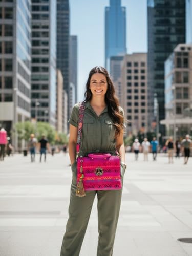 Image of The House of tara Office Laptop Bag for Women 13.3 And 15.6 Inch | Ideal For Office & Travel | Multicolour Embellished Handloom Fabric | MacBook Messenger Business Bag for ladies