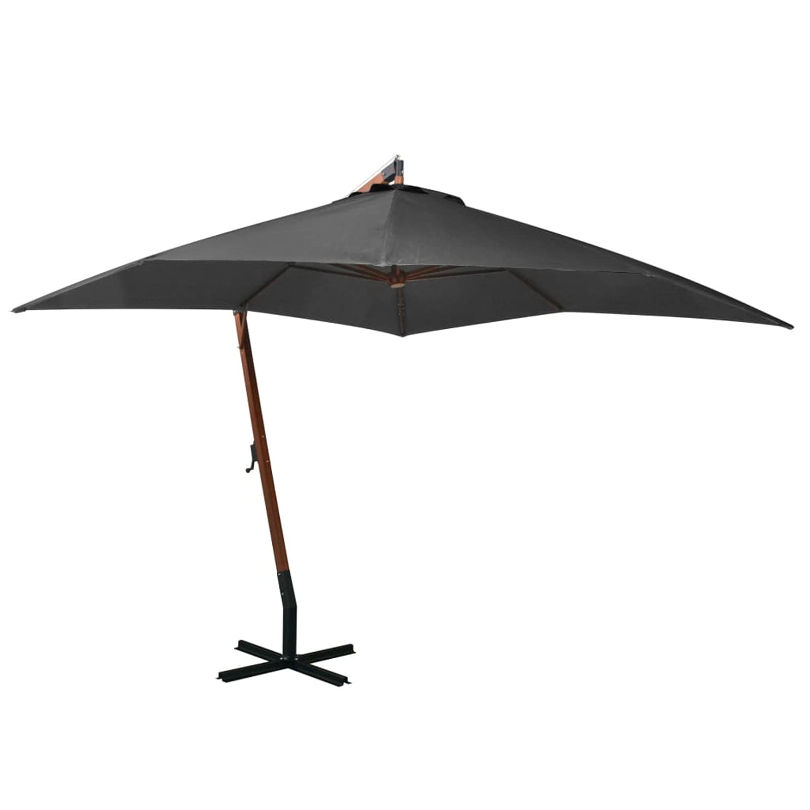 Homgoday Sombrilla jardín Colgante con Palo Madera Abeto Antracita 3x3 m Sombrilla de Jardín,Protección UV Sombrilla Jardín Grande Orientable Jardín Parasol Balcón