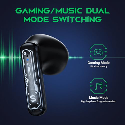 Image of Black Shark True Wireless Gaming Earbuds, Bluetooth 5.3with Gaming /Music Mode, 30 Hours of Playtime, Clear Call Stereo in-Ear Headphones, for Android /Cell Phone /Computer /Gaming -Lucifer T15
