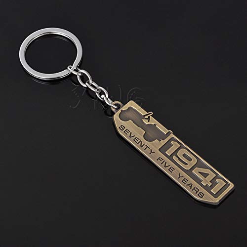 FASHLADY Llavero del Coche del Anillo dominante Titular de la Clave para Jeep Wrangler Grand Cherokee Renegade Brújula 1941 75 Aniversario de la Insignia Llavero: e