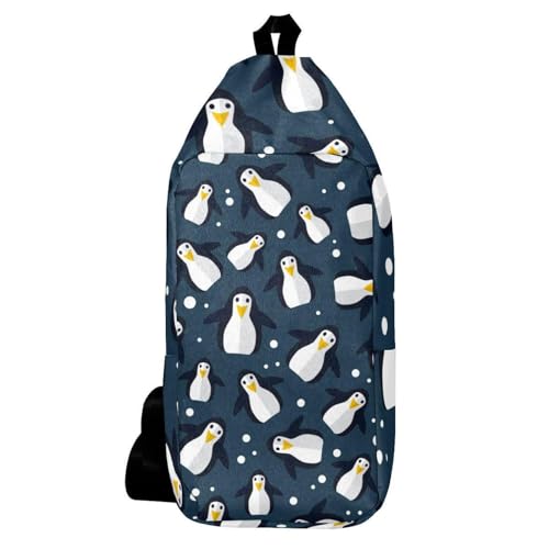 Mochila bandolera para viajes y caminatas con estampado multicolor de pingüinos del Polo Norte