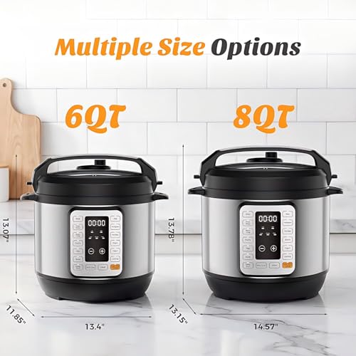 16-in-1 Electric Pressure Cooker, 6QT Multi Cooker with 12 Presets, Slow Cook Rice Steamer Sauté Soup Meat Stew Canning Yogurt Maker, Ceramic Inner Pot & Recipe Book Included, Silver by Generic - Image 5
