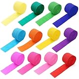 Crepe Paper Streamer Rolls, 4.5cm x 25m Crepe Paper Party Streamers Decorations Hanging Rainbow Streamer for Birthday 12 Colors