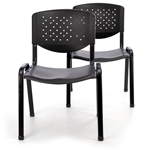 Nexos Trading Bürostuhl 2er Set Konferenzstuhl Besucherstuhl schwarz LxBxH 48 x 54 x 79 cm Stapelstuhl Metallrahmen stabil Sitzfläche Kunststoff