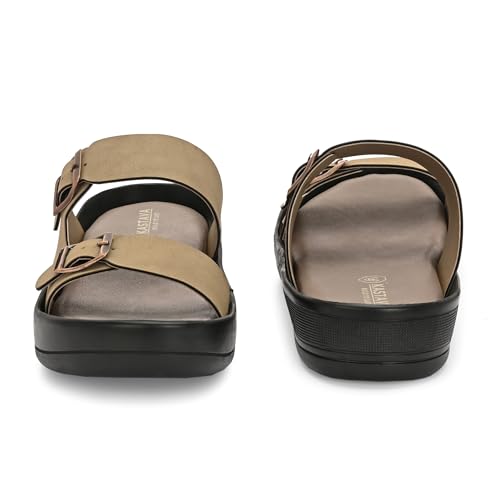 Image of KASTAVA KS 117 Comfortable Premium Synthetic Casual Sandals | Adjustable Buckle Closure | Lightweight Everyday Wear Sandals for Men