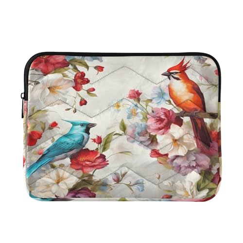 Funda para portátiles 13-14 pulgadas flores y aves impermeable