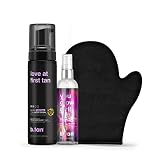 b.tan Darker + Glowy Self Tanner Kit | Lovers Bundle - Love at First Tan Self Tanning Mousse with Yo