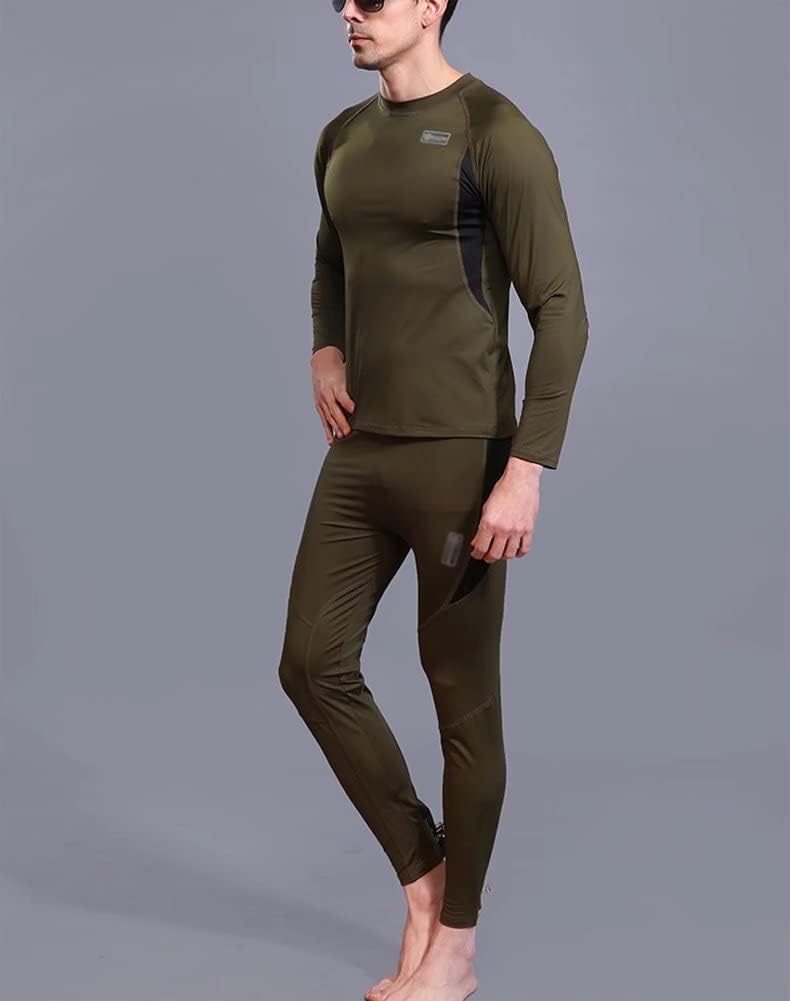Men's Thermal Underwear Set Fleece Lined Sport Long Johns Base Layer for Skiing Hiking