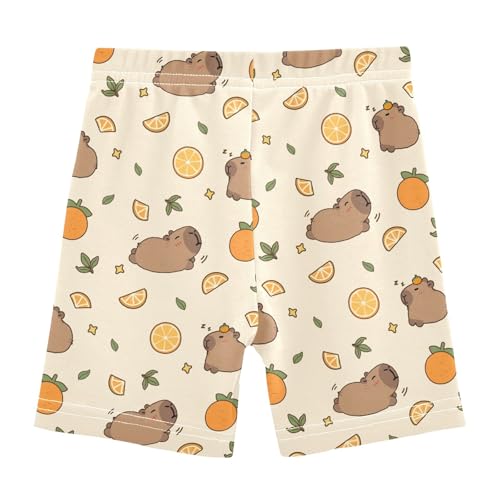 Capybara with Oranges Girls Shorts Elastic Waist Sports Shorts Girls Leggings Pants for 4-10 Years2