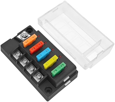 Mandark Car Fuse Block, 12V 4 Circuits Waterproof Vehicle Fuse Panel Relay Box Kit with LED Indicator Damp-Proof Cover, Auto ATO Blade Fuse Block, Universal for 12V/24V RV Truck Trailer