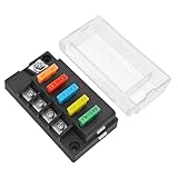Mandark Car Fuse Block, 12V 4 Circuits Waterproof Vehicle Fuse Panel Relay Box Kit with LED Indicator Damp-Proof Cover, Auto ATO Blade Fuse Block, Universal for 12V/24V RV Truck Trailer