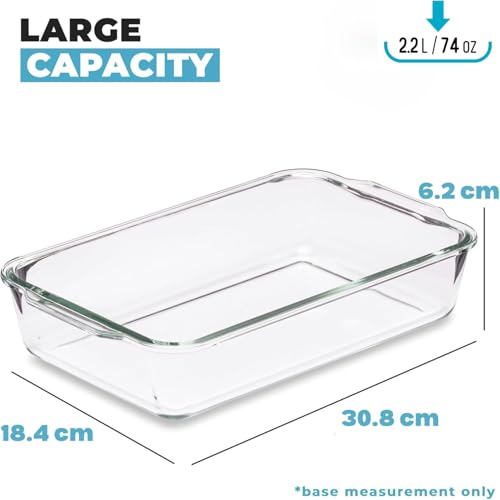 Igluu Meal Prep – Szklane formy do lasagne z pokrywkami (3 szt.) – Hermetyczne, Bez BPA – Do piekarnika, mikrofalówki i zamrażarki – 2,2 l – Szkło borokrzemowe