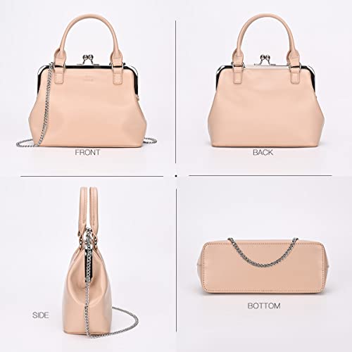Image of GM LIKKIE Kiss Lock Purses and Handbags, Vintage PU Leather Clutch Purses for Women, Top Handle Evening Handbag