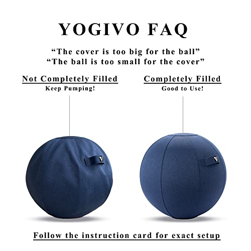 Image of Sitting Ball Chair for Office and Home, Pilates Exercise Yoga Ball with Cover for Balance, Stability and Fitness, Ergonomic Posture Exercise Ball Seat with Handle and Pump