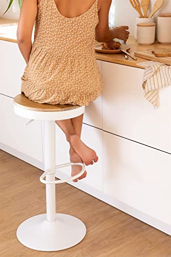 Youtaste White Bar Stools Set Of 2 Wood Rustic Breakfast Adjustable Counter Height Bar Stool Metal Swivel High Top Bar Chairs For Kitchen Island #TOP3