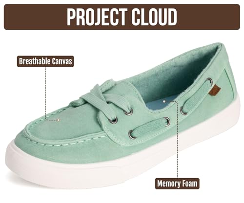 Image of Project Cloud Canvas Sneakers for Women - Memory Foam Slip On Shoes Women Footwear - Lightweight and Non Slip Fashion Sneakers (Seasalt)