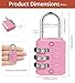 SISAV 3 Digit Combination Lock,Gym Padlock,Outdoor Padlock,Suitable for School Lockers,Tool Boxes,Travel Backpack,Hasp(Pink 1pack)