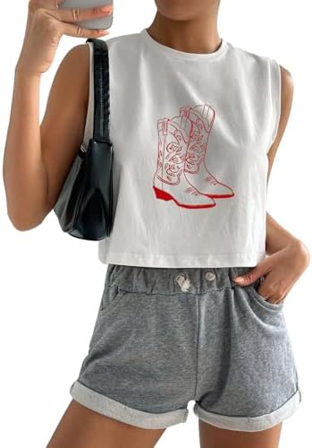 Country Concert Outfits Crop Tank Tops Women Cute Casual Summer W...
