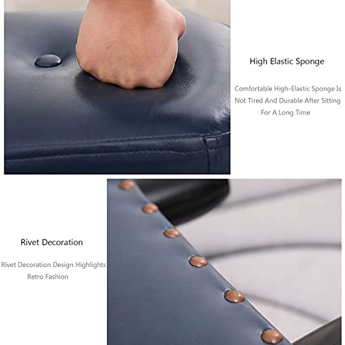 Petit tabouret de pied rembourré ottoman et pouf bleu de salon - 5
