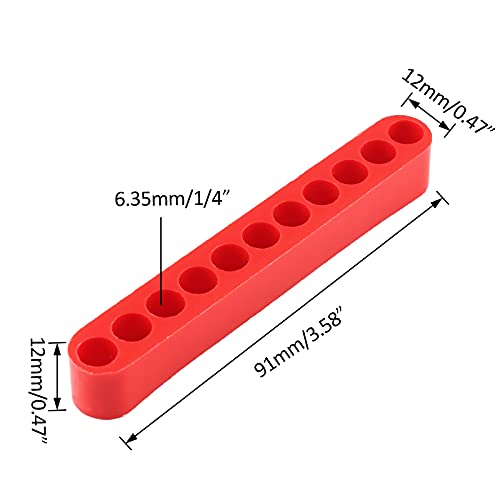 Ldexin 20Pcs 11 Holes Hex Shank Screwdriver Bit Holder, Plastic Screwdriver Head Storage Case, Drill Bit Storage Case, Screwdriver Head Holder Organizer Fit For 1/4 Inch Hex Shank, Red #TOP2